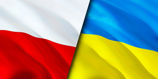 Flagi Polski i Ukrainy