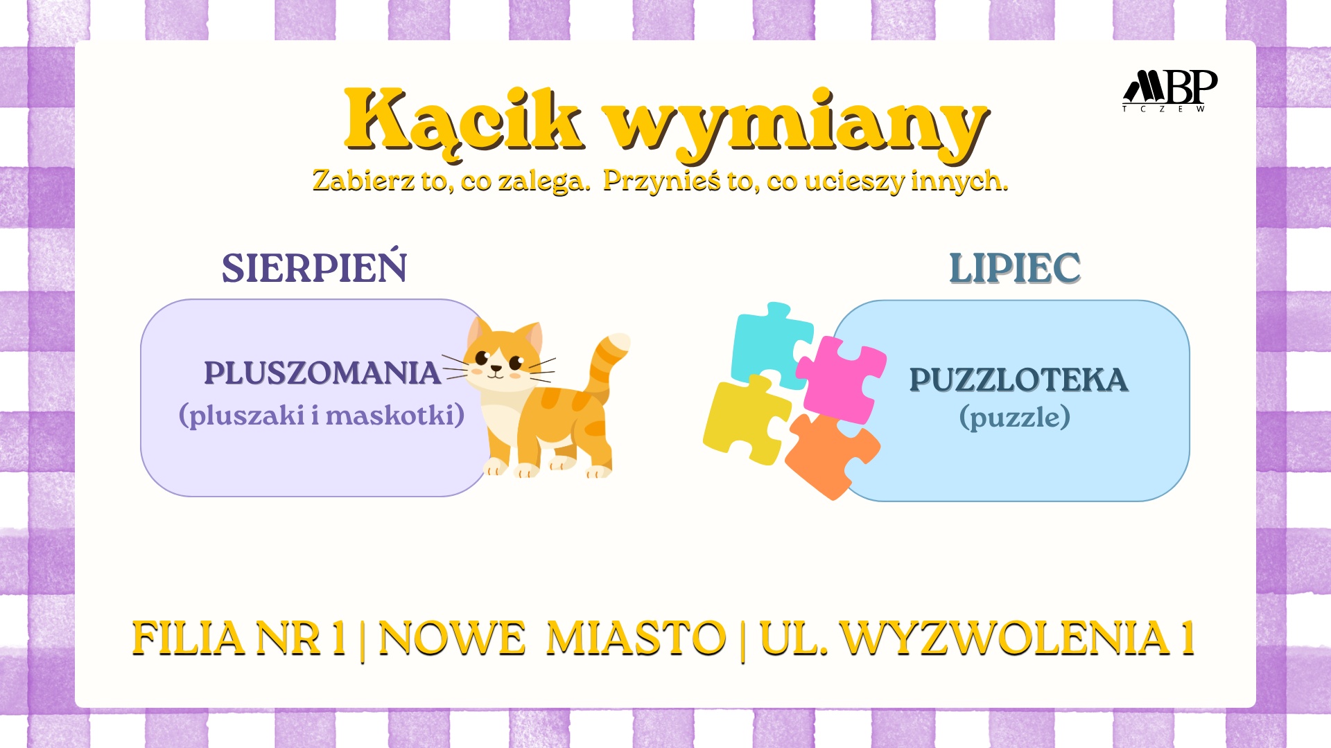 Kącik wymiany w bibliotece przy ul. Wyzwolenia 1