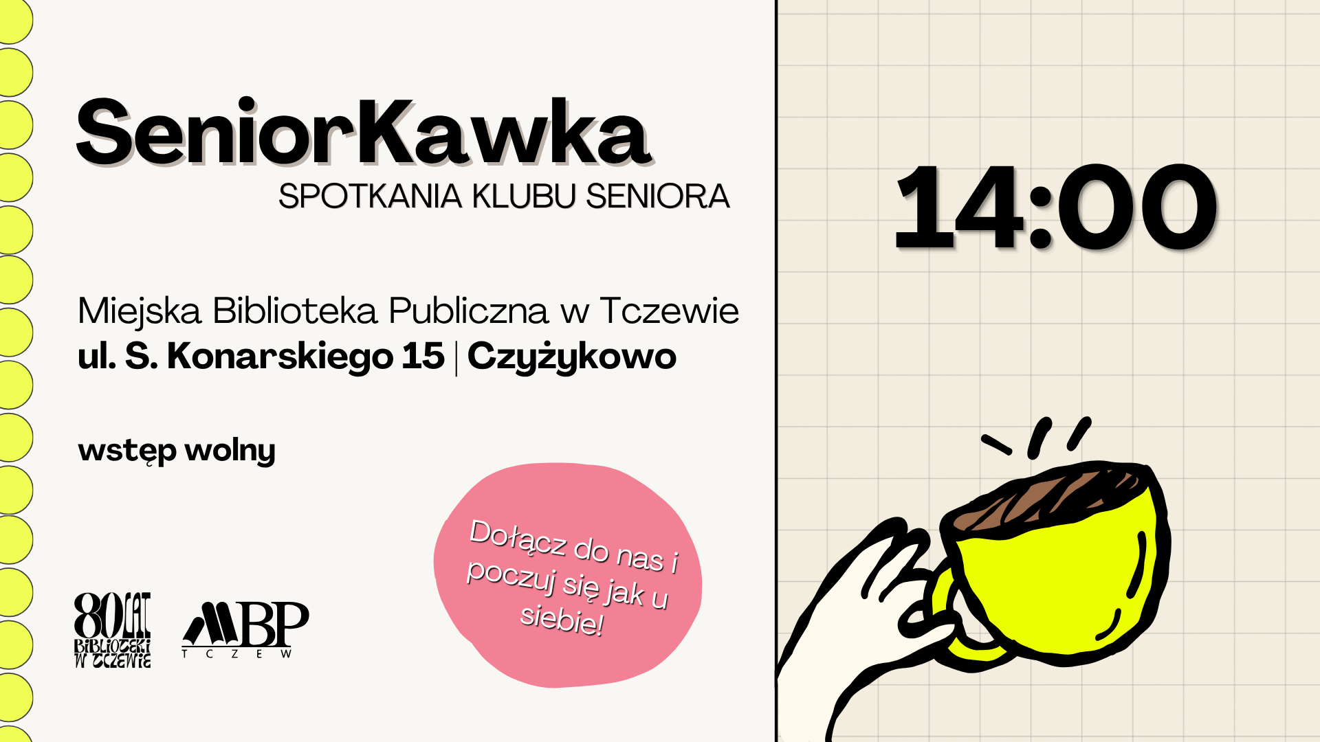 SeniorKawka | spotkania dla seniorów w bibliotece na Czyżykowie