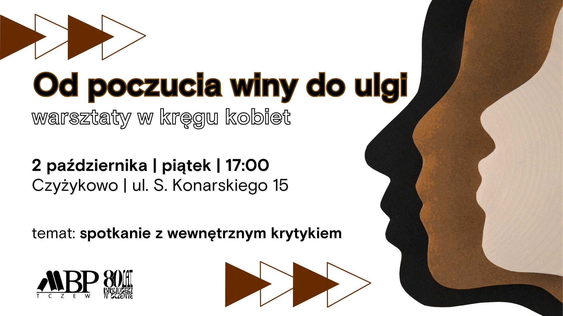 Od poczucia winy do ulgi warsztaty w kręgu kobiet 2 października I piątek | 17:00 Czyżykowo I ul. S. Konarskiego 15 temat: spotkanie z wewnętrznym krytykiem